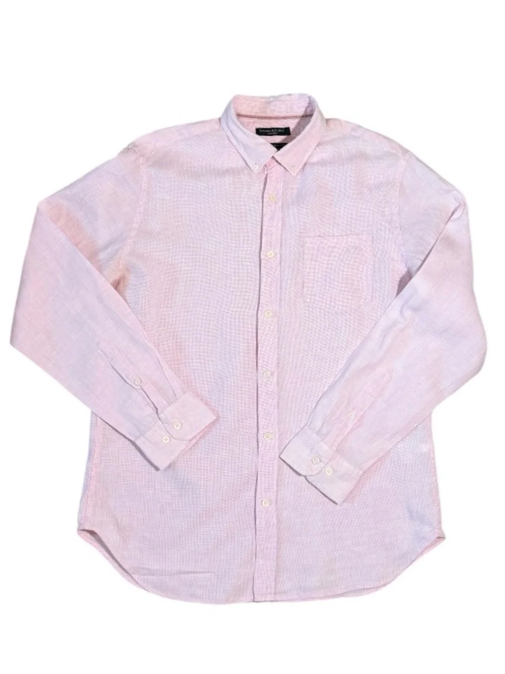 Banana Republic Camden Fit 100% Linen Men's Pink Button-Down Shirt Size Large